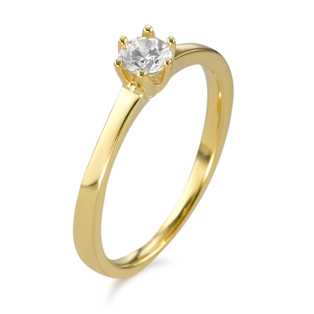 Solitär Ring 375/9 K Gelbgold Zirkonia