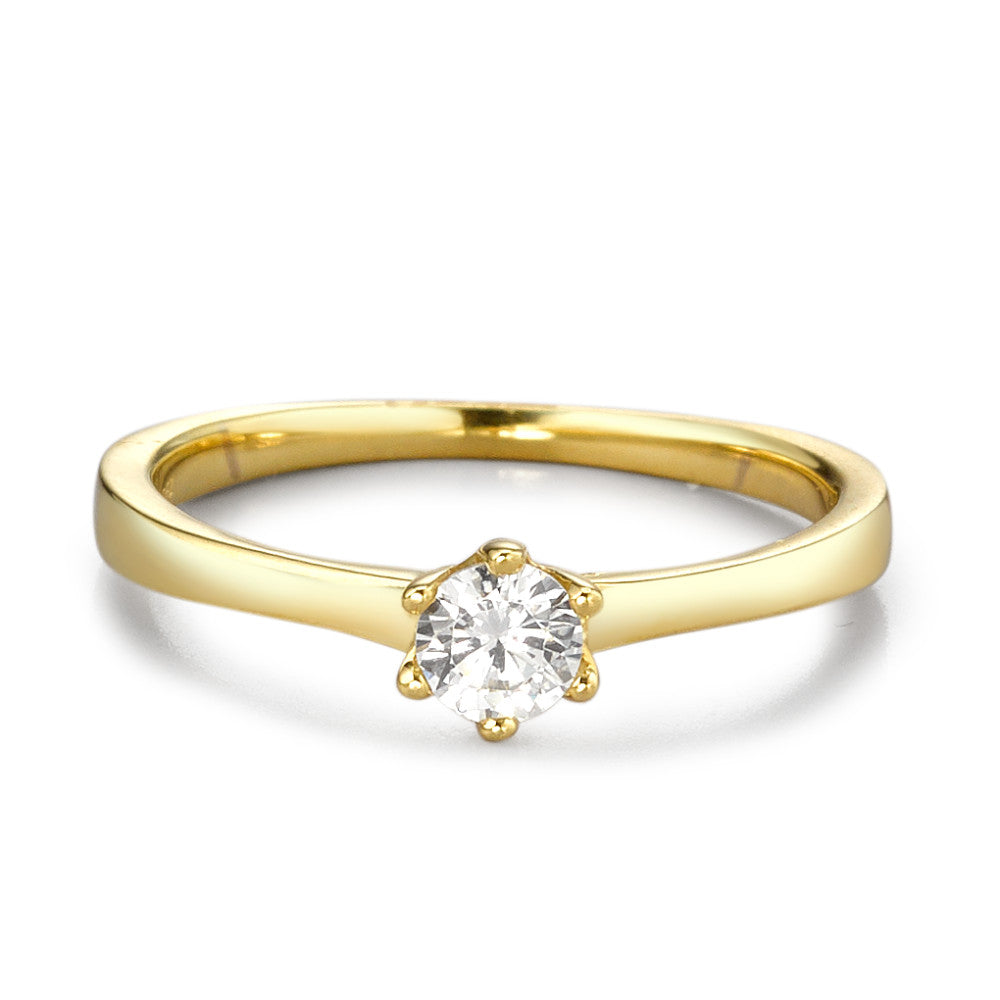 Solitär Ring 375/9 K Gelbgold Zirkonia