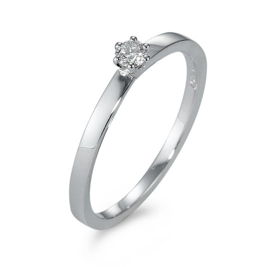 Solitär Ring 750/18 K Weissgold Diamant 0.10 ct, w-si