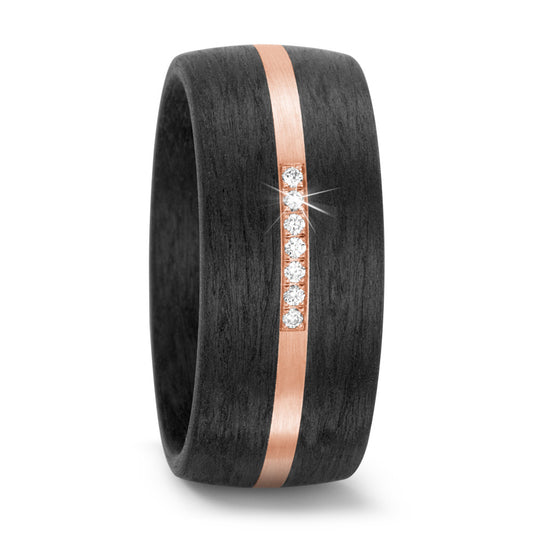 Partnerring 585/14 K Rosegold, Carbon Diamant 0.049 ct, 7 Steine, w-si