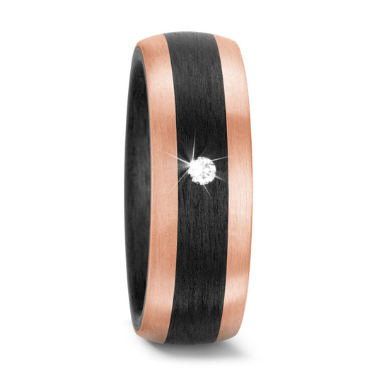 Partnerring 585/14 K Rosegold, Carbon Diamant 0.05 ct, w-si