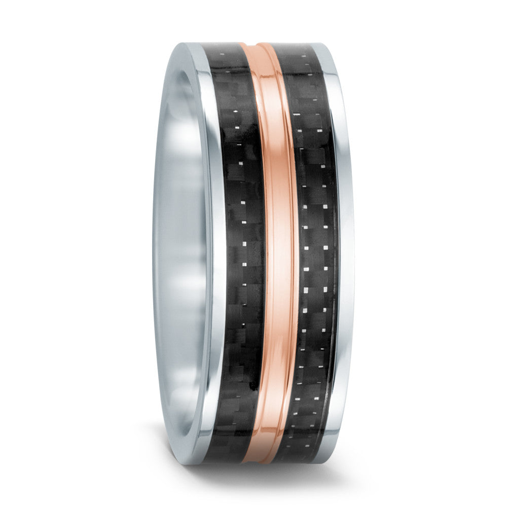 Fingerring Edelstahl, Carbon rosé IP beschichtet