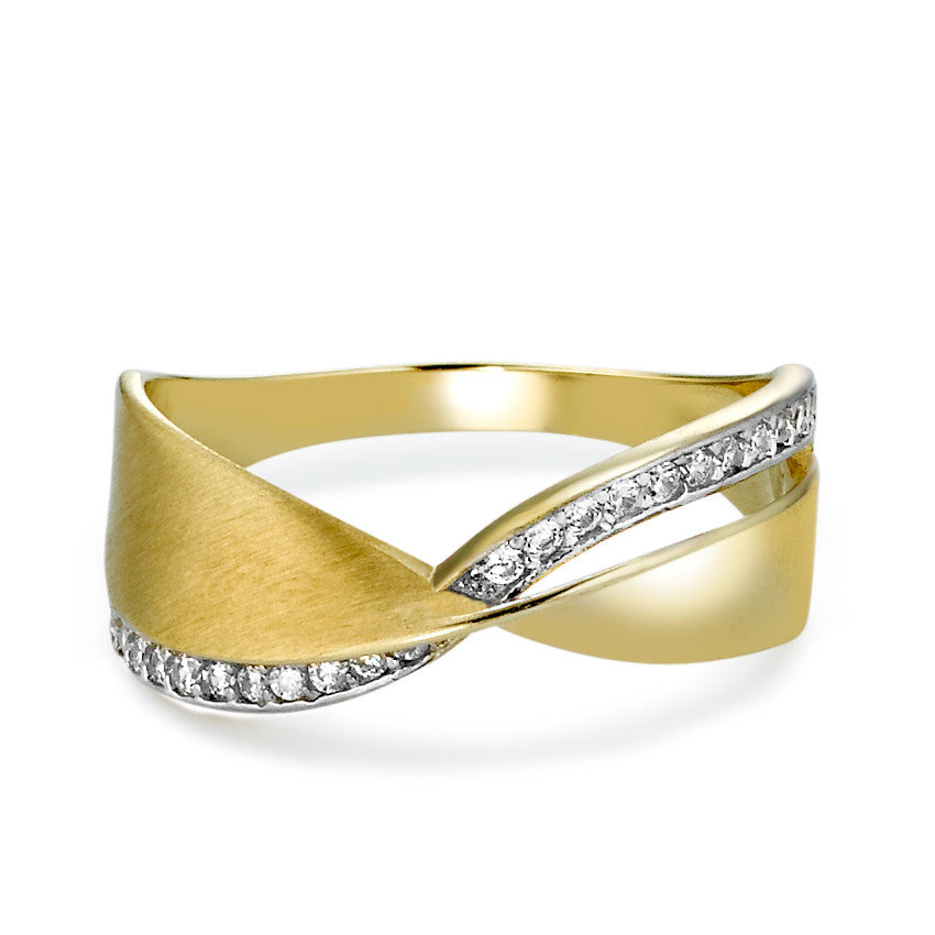 Fingerring 375/9 K Gelbgold Zirkonia 24 Steine