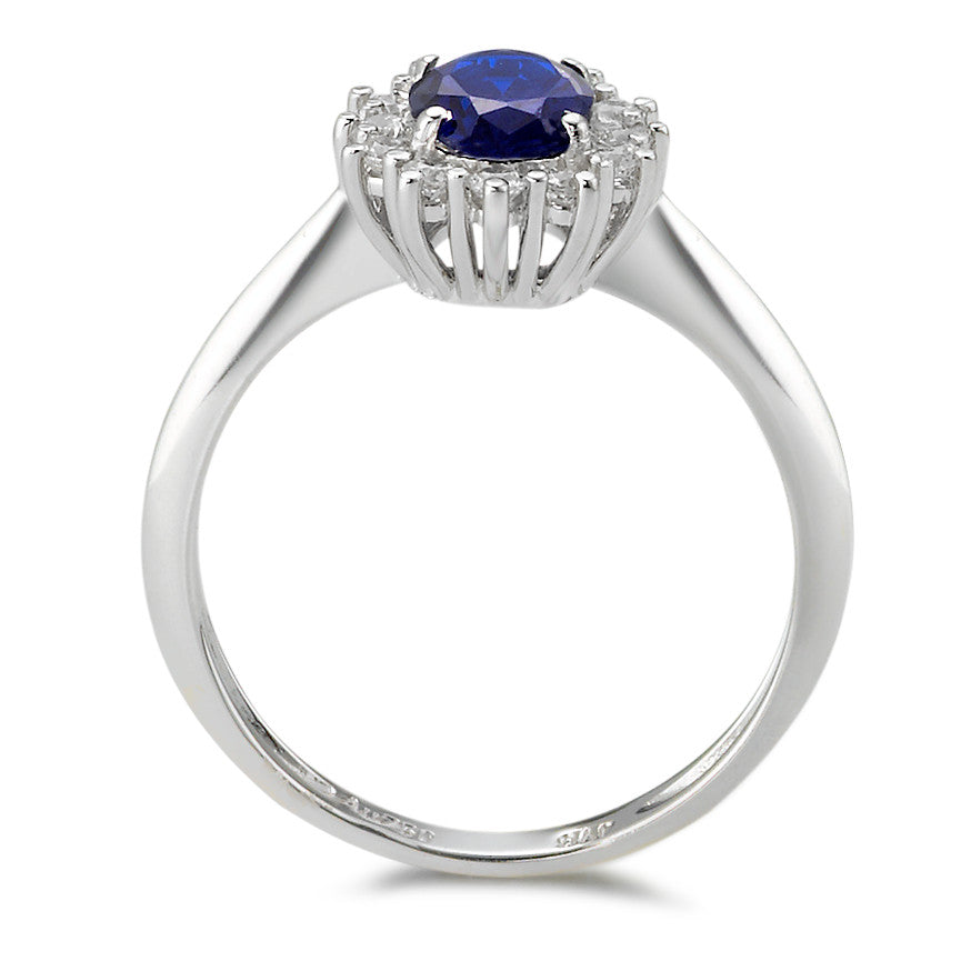 Fingerring 750/18 K Weissgold Zirkonia blau, 13 Steine