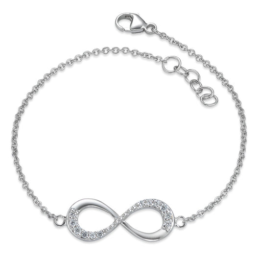 Armband Silber Zirkonia 12 Steine rhodiniert Infinity 17-18 cm verstellbar