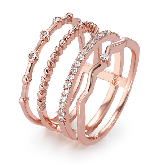 Fingerring Silber Zirkonia rosé vergoldet