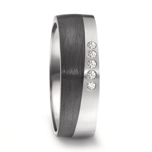 Partnerring Titan, Carbon Zirkonia 5 Steine