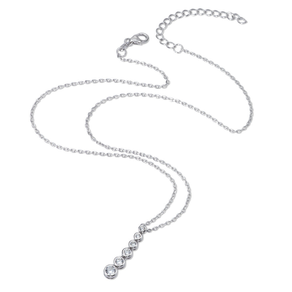 Collier Silber Zirkonia 6 Steine rhodiniert verstellbar