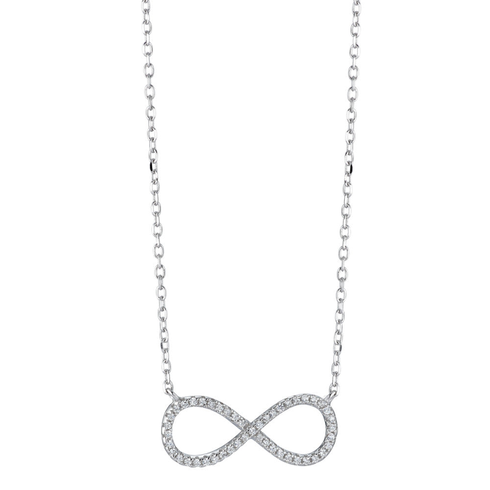 Collier Silber Zirkonia rhodiniert Infinity verstellbar