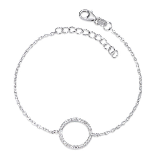 Armband Silber Zirkonia rhodiniert 16-19 cm verstellbar Ø13 mm