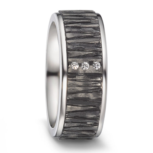 Partnerring Titan, Carbon Diamant 0.03 ct, 3 Steine, w-si