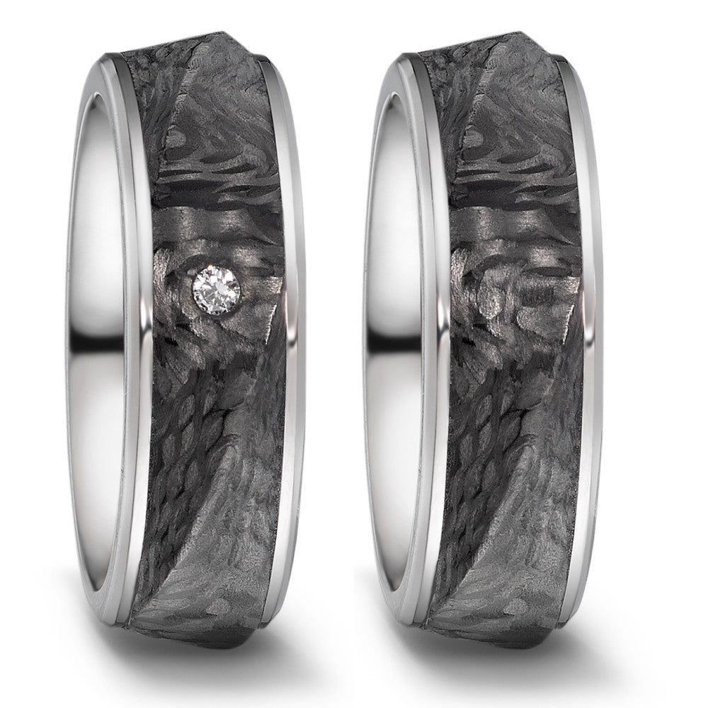 Partnerring Titan, Carbon Diamant 0.03 ct, w-si