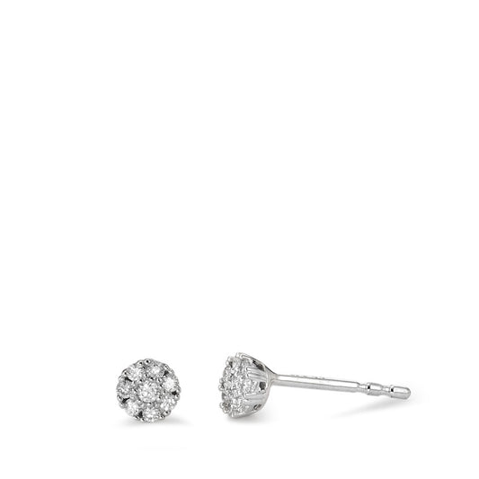 Ohrstecker 750/18 K Weissgold Diamant weiss, 0.14 ct, 16 Steine, Brillantschliff, w-si Ø4 mm