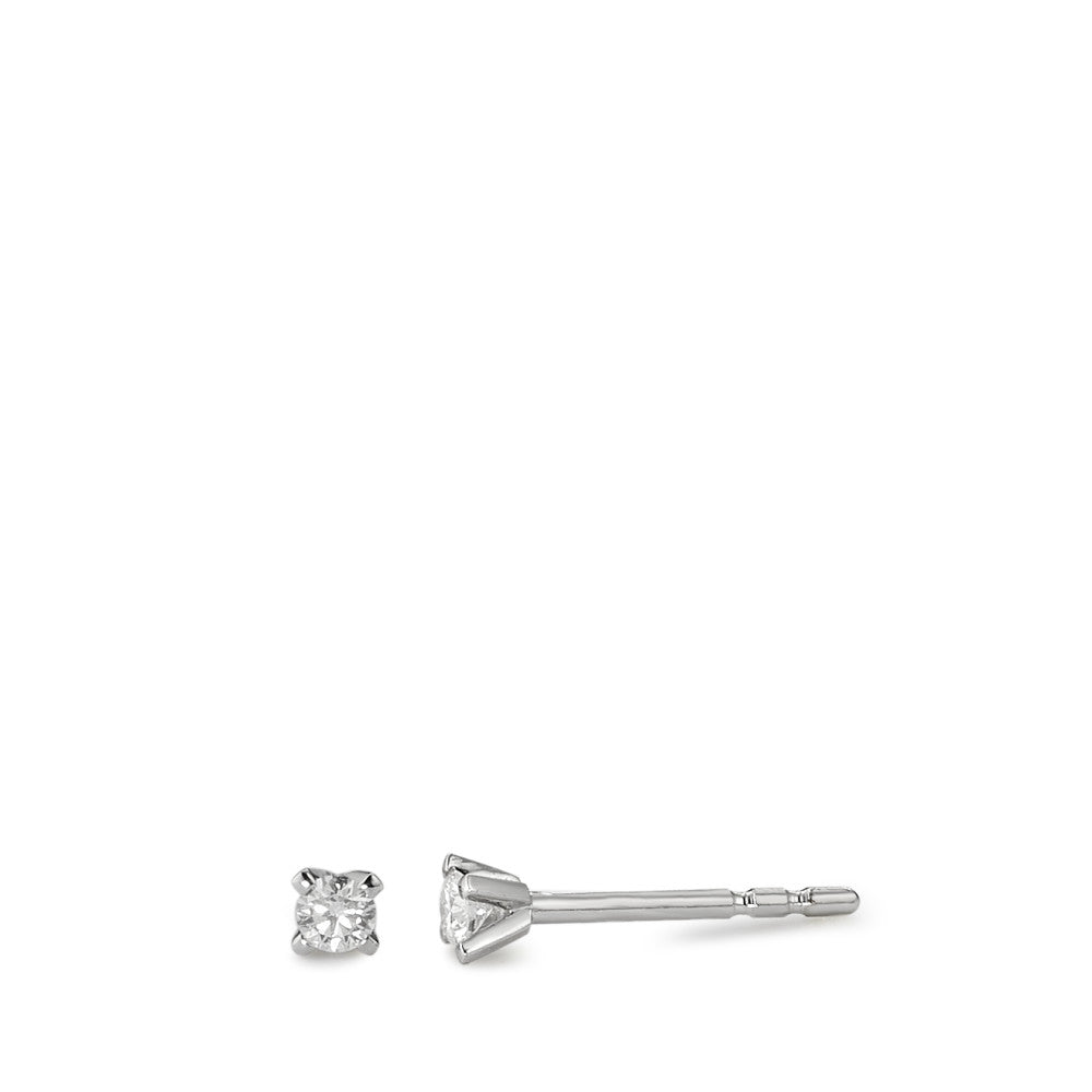 Ohrstecker 750/18 K Weissgold Diamant weiss, 0.10 ct, 2 Steine, Brillantschliff, w-si Ø3 mm