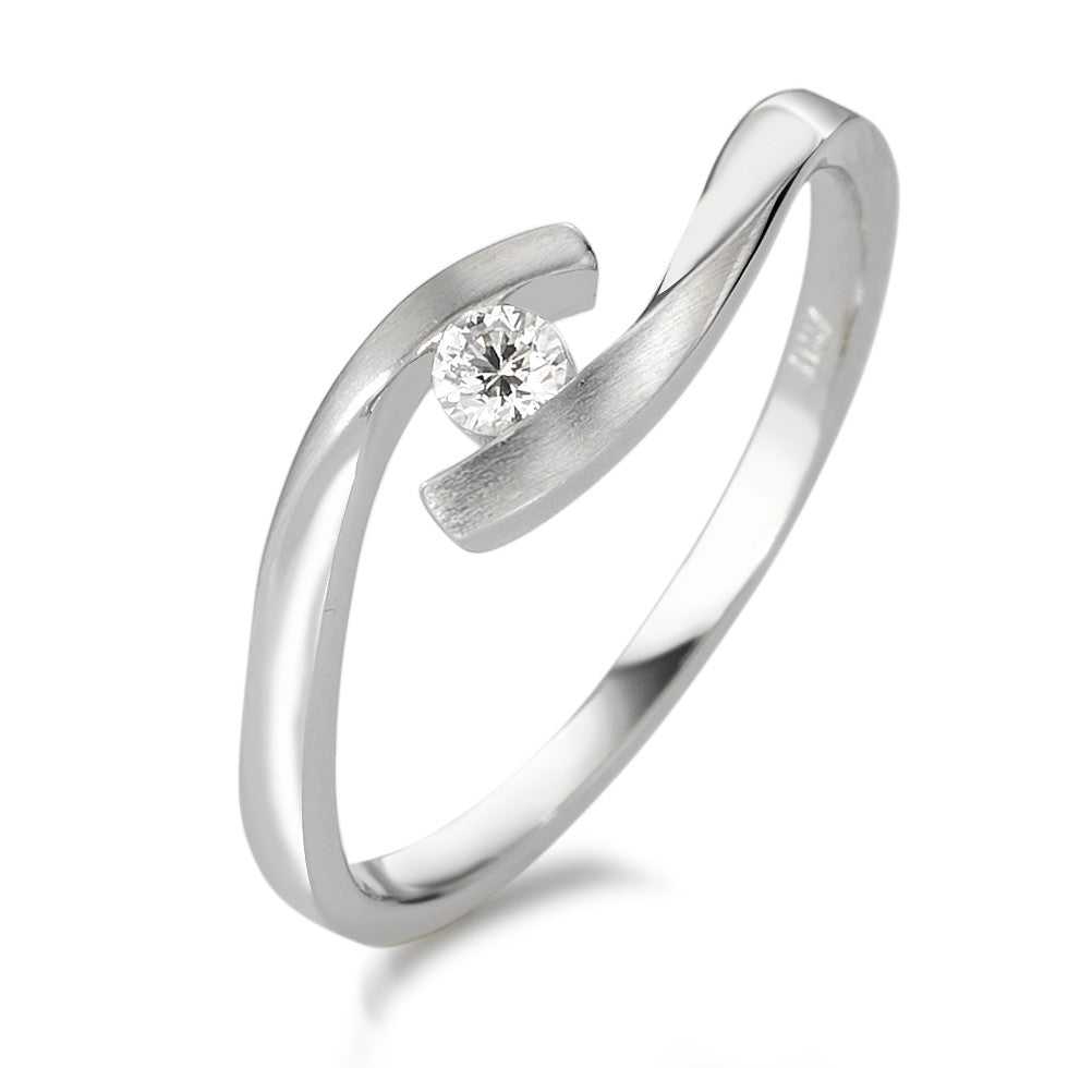 Fingerring 750/18 K Weissgold Diamant weiss, 0.07 ct, Brillantschliff, w-si