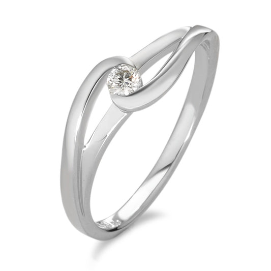 Fingerring 750/18 K Weissgold Diamant weiss, 0.08 ct, Brillantschliff, w-si