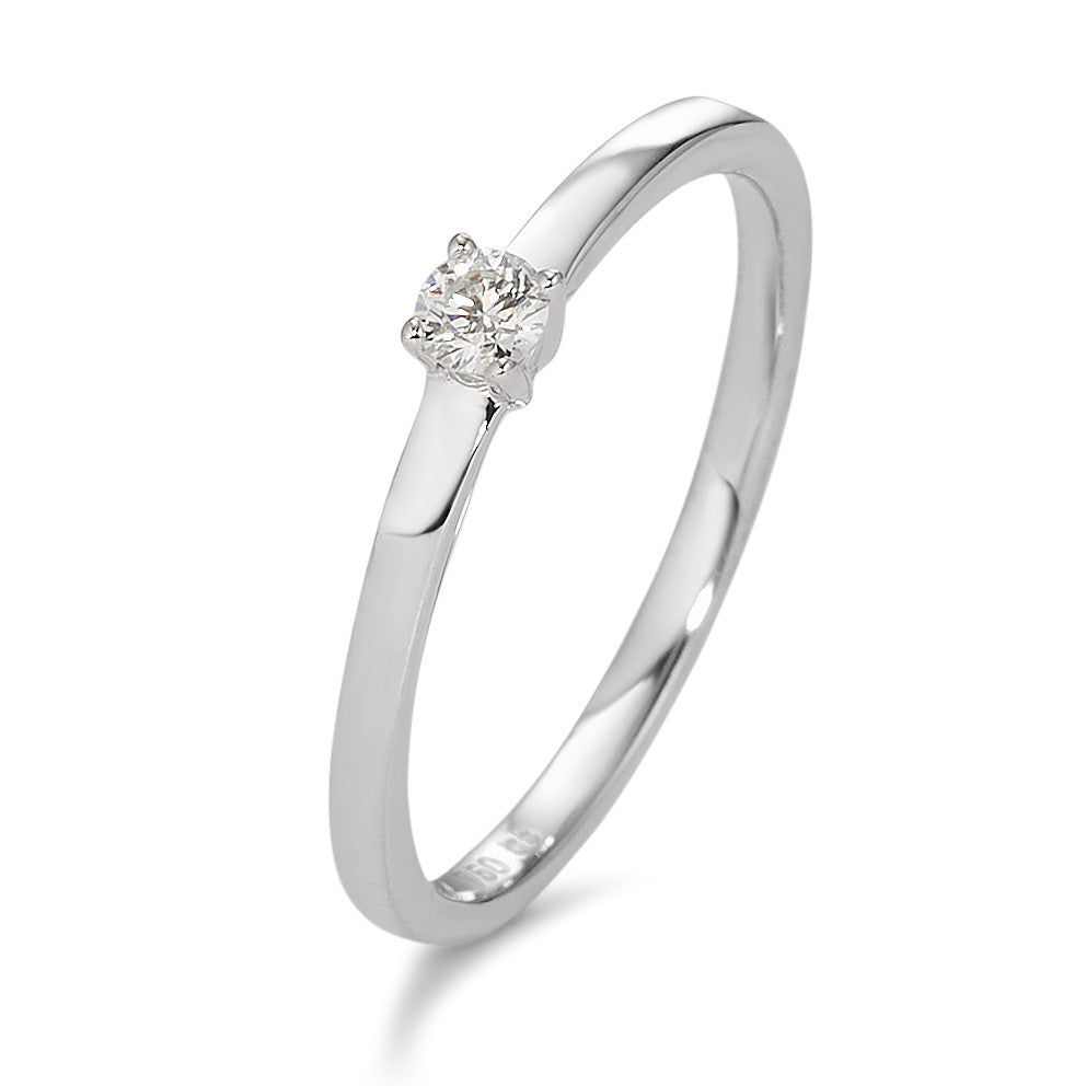 Solitär Ring 750/18 K Weissgold Diamant weiss, 0.10 ct, Brillantschliff, w-si