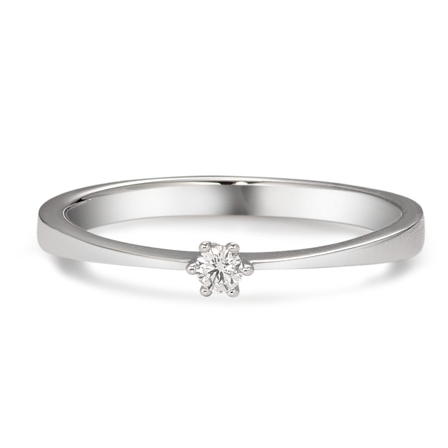 Solitär Ring 750/18 K Weissgold Diamant weiss, 0.05 ct, Brillantschliff, w-si