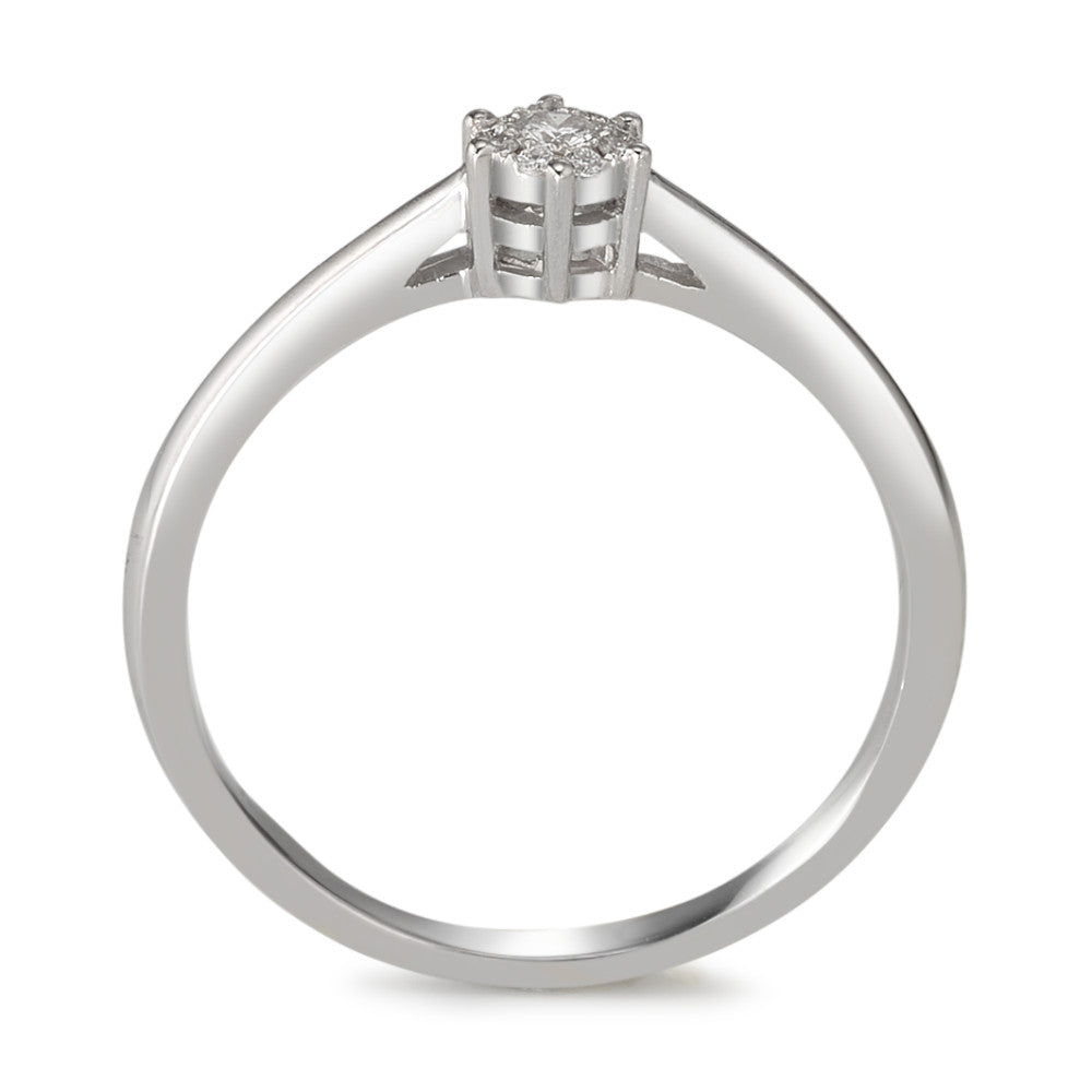 Solitär Ring 750/18 K Weissgold Diamant 0.08 ct, 10 Steine, w-si