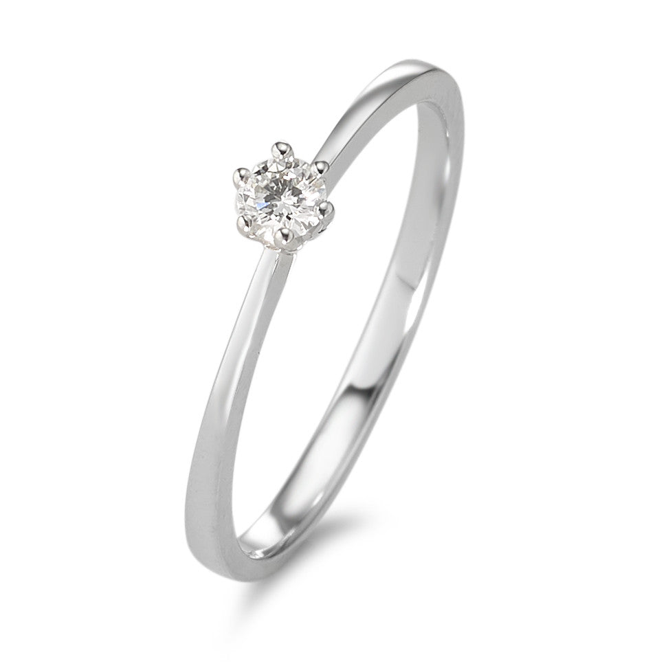 Solitär Ring 750/18 K Weissgold Diamant 0.10 ct, w-si