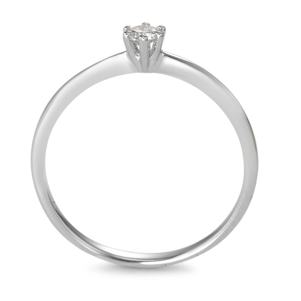 Solitär Ring 750/18 K Weissgold Diamant 0.10 ct, w-si