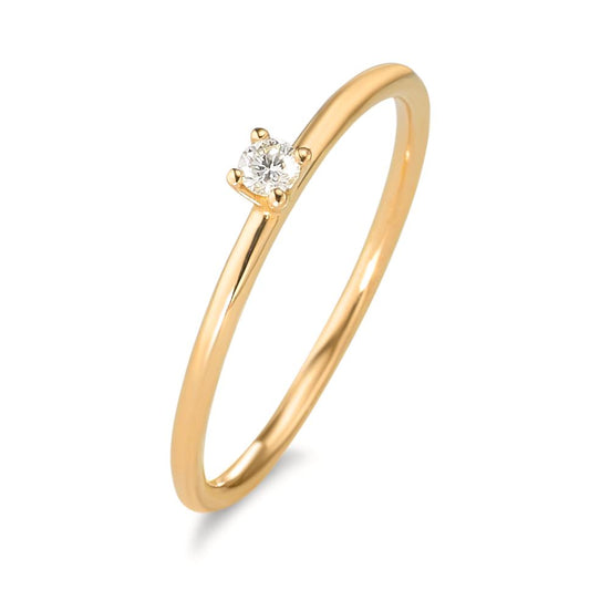 Solitär Ring 750/18 K Gelbgold Diamant 0.05 ct, w-si