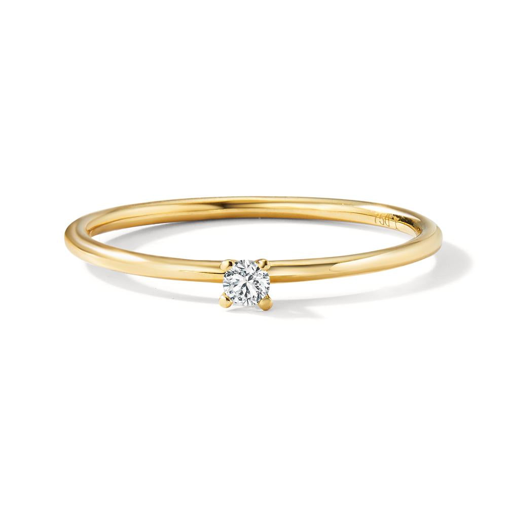 Solitär Ring 750/18 K Gelbgold Diamant 0.05 ct, w-si