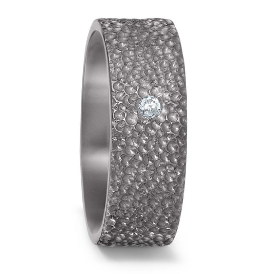 Partnerring aus Tantal mit Diamant 0.03 ct und strukturierter Oberfläche