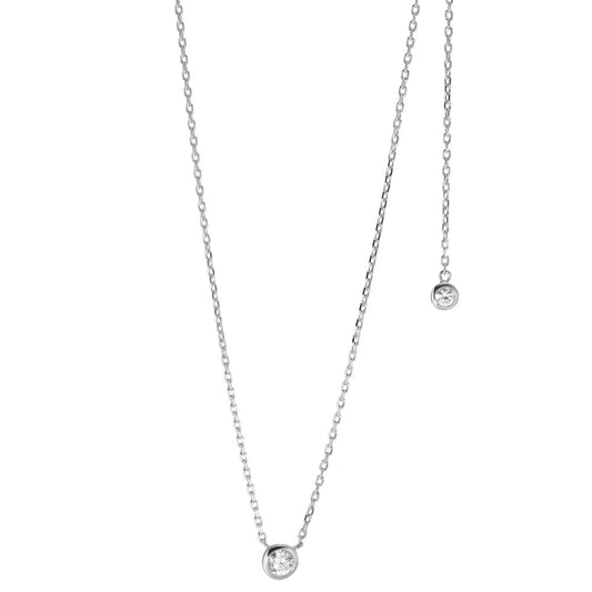 Collier Silber Zirkonia 2 Steine rhodiniert verstellbar