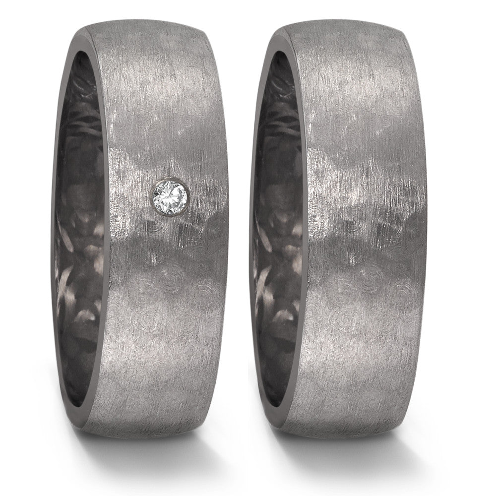 Partnerring 999 Tantal, Carbon Diamant 0.03 ct, w-si