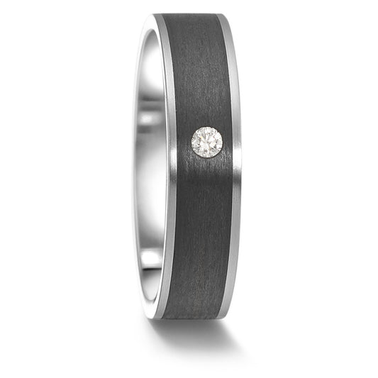 Partnerring Edelstahl, Carbon Diamant 0.04 ct, tw-si