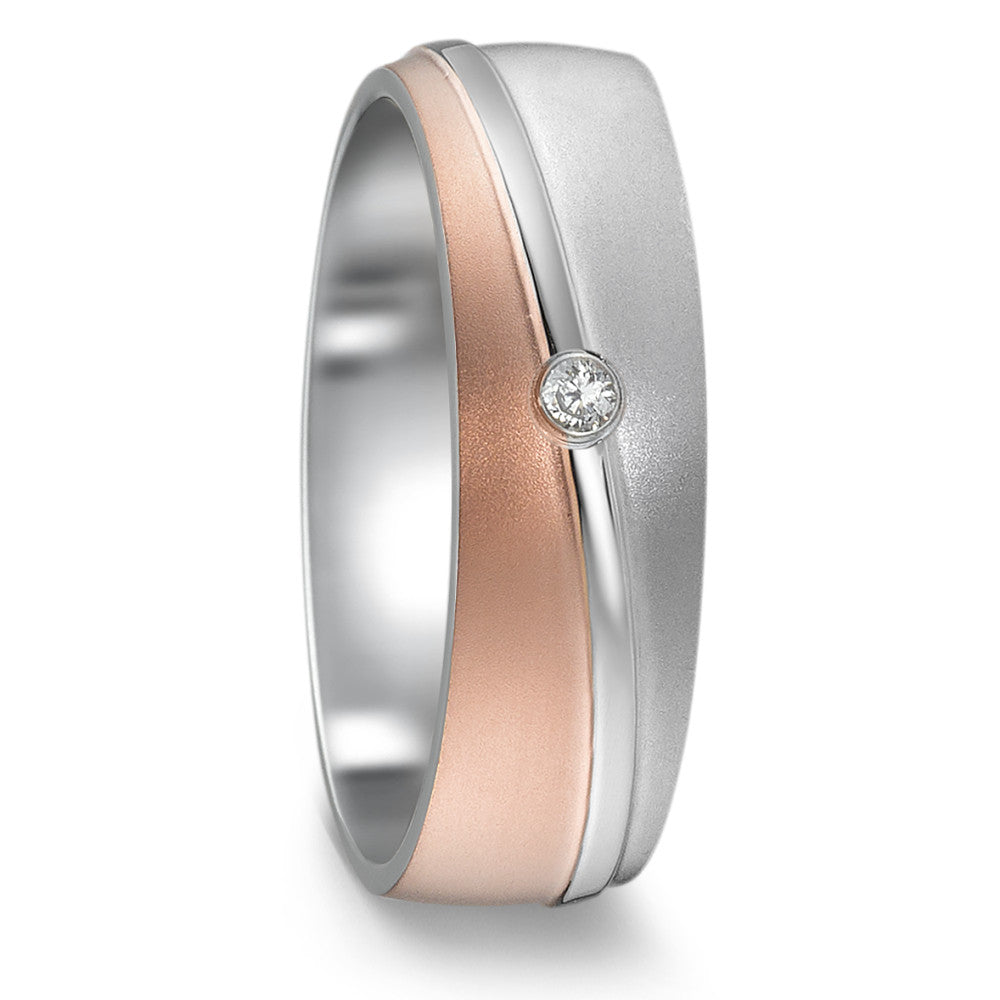 Partnerring Edelstahl Zirkonia bicolor IP beschichtet