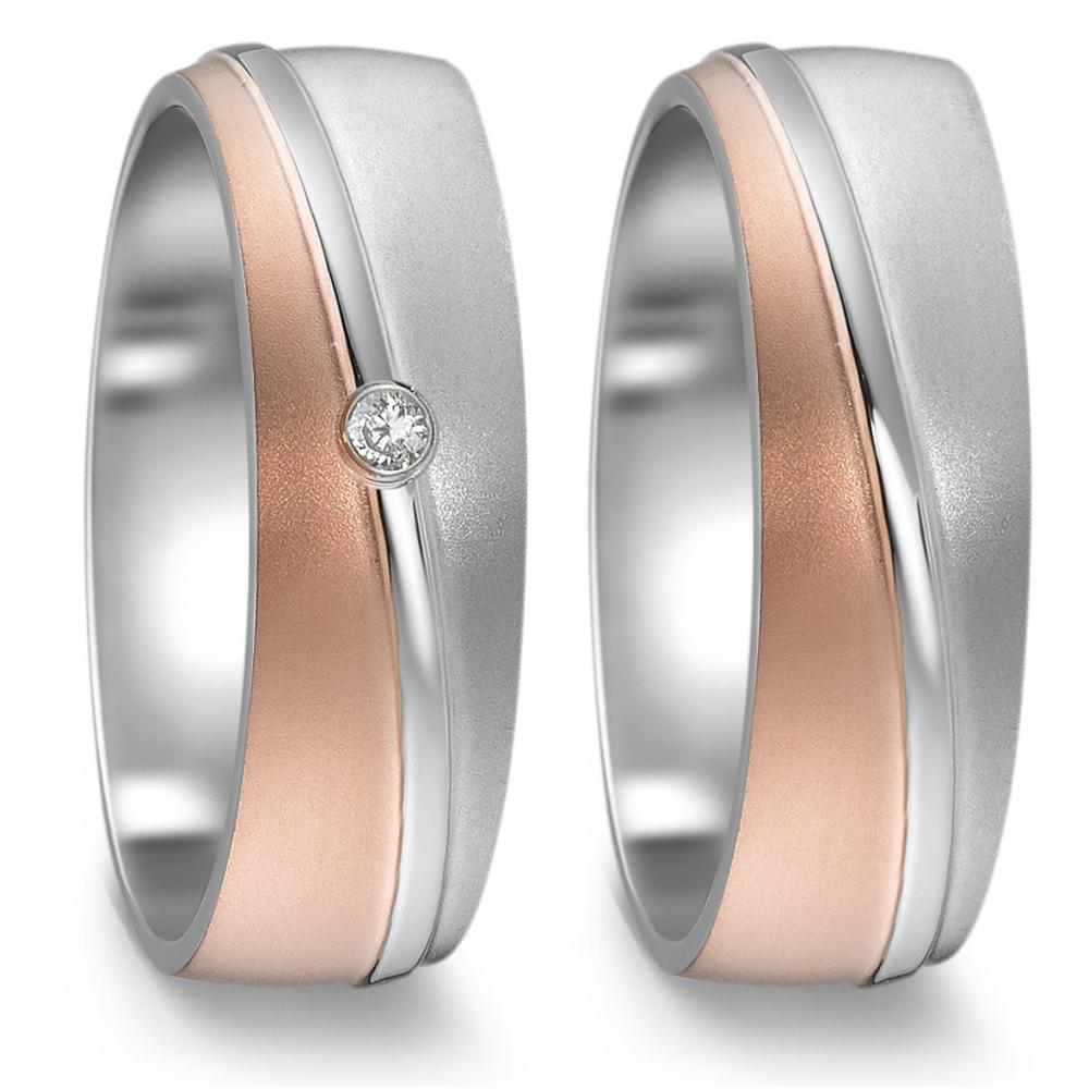 Partnerring Edelstahl Zirkonia bicolor IP beschichtet