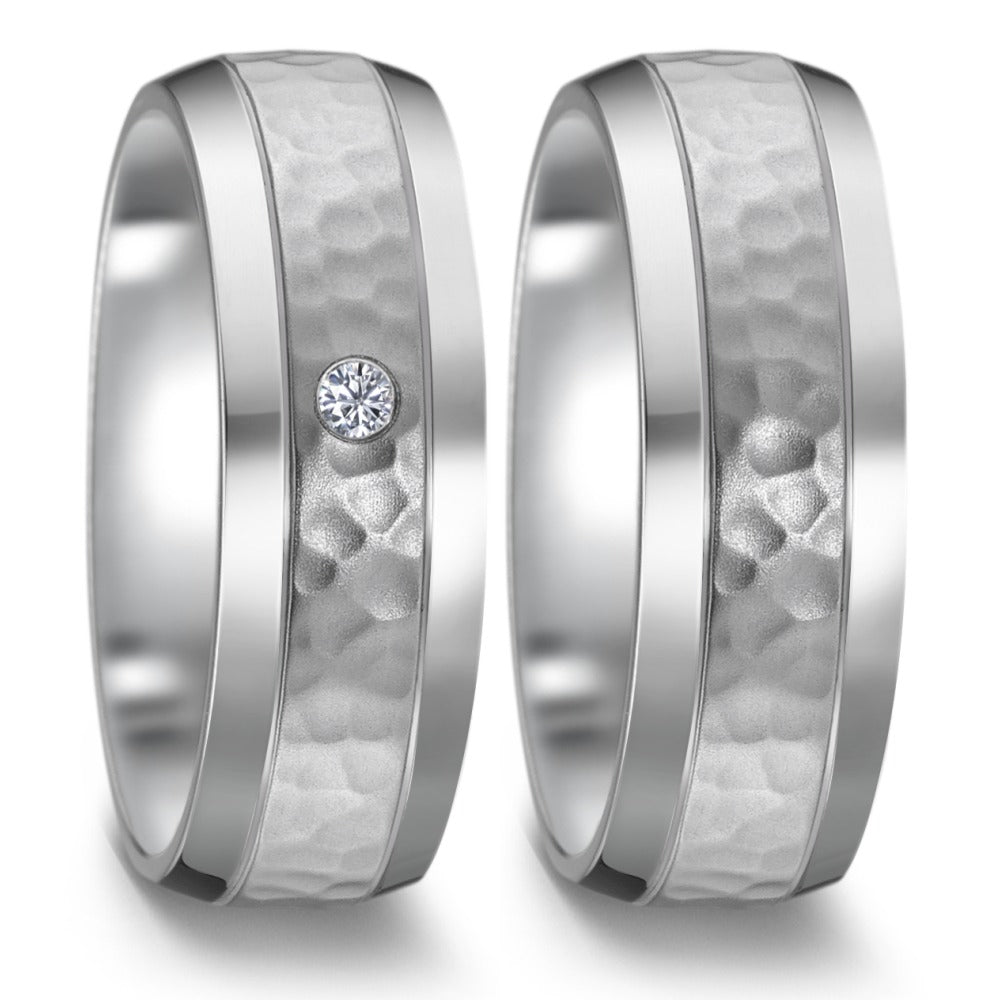 Partnerring Edelstahl Zirkonia