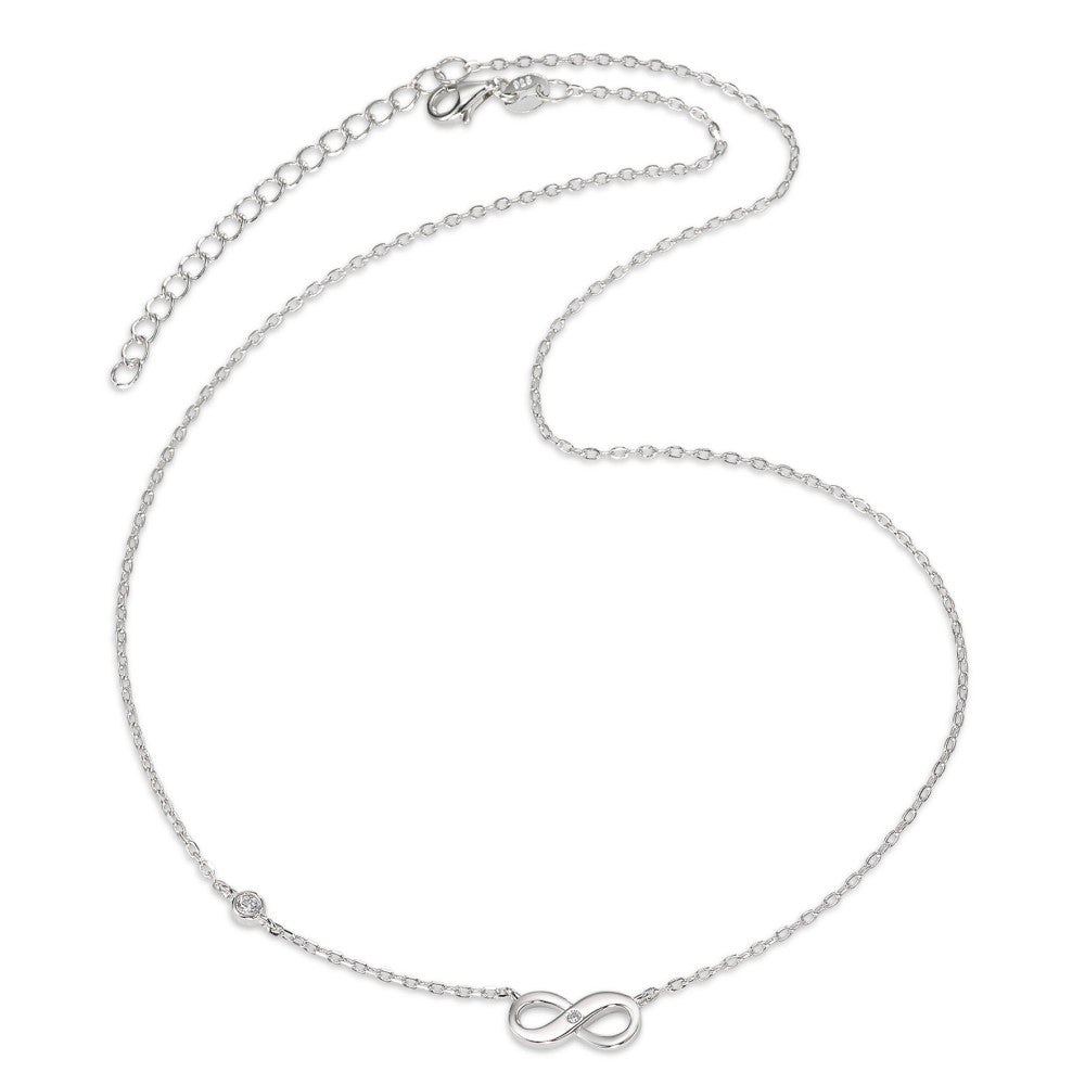 Collier Silber Zirkonia 2 Steine rhodiniert Infinity verstellbar