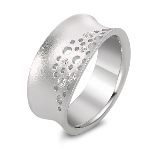 Fingerring Silber Zirkonia 5 Steine rhodiniert