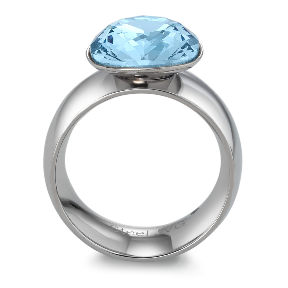 Fingerring Edelstahl Zirkonia aqua Ø13 mm