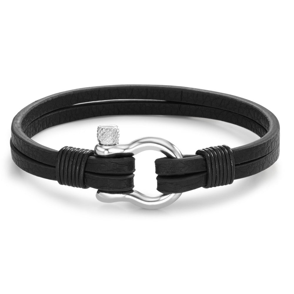 Armband Leder, Edelstahl 21 cm