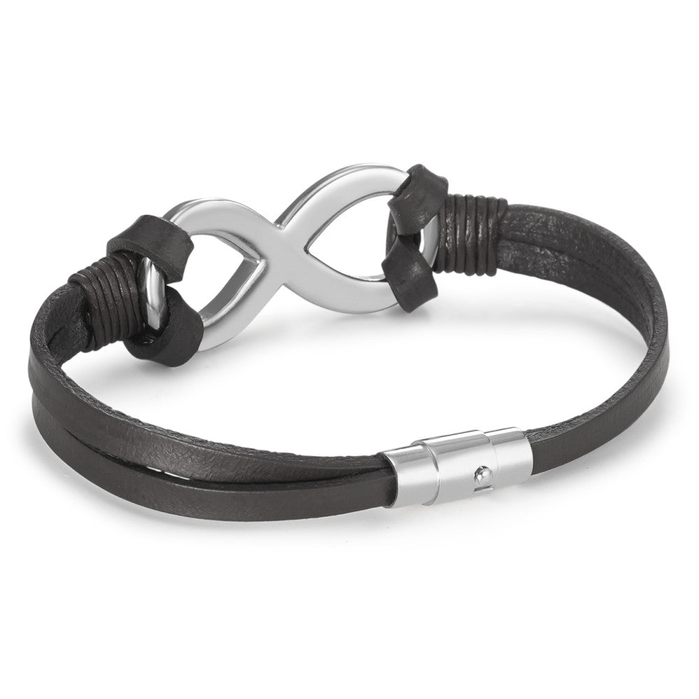 Armband Leder, Edelstahl Infinity 18.5 cm