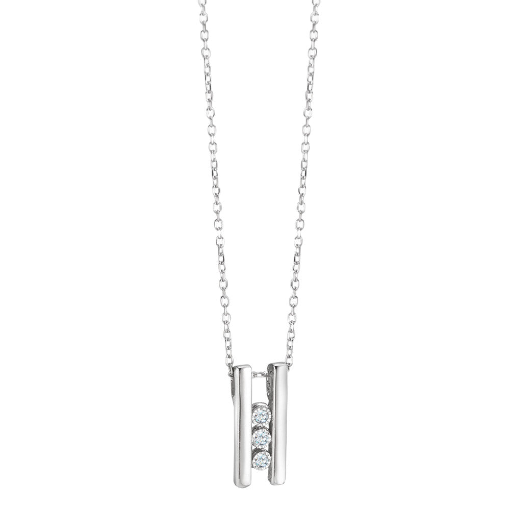 Collier 750/18 K Weissgold Diamant 0.54 ct, 3 Steine, w-pi2 40-42 cm verstellbar