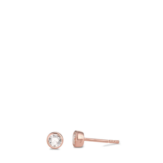 Ohrstecker Silber Zirkonia 2 Steine rosé vergoldet Ø4.5 mm