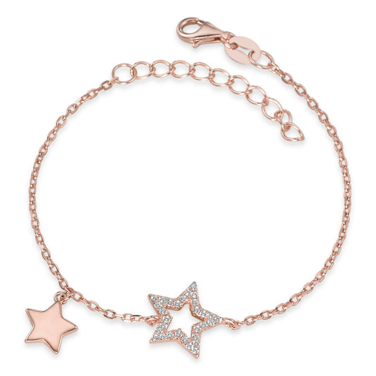 Armband Silber Zirkonia rosé vergoldet Stern 16-19 cm verstellbar