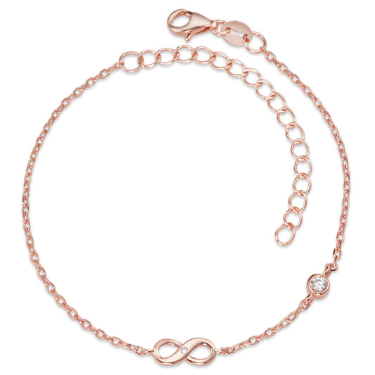 Armband Silber Zirkonia 2 Steine rosé vergoldet Infinity 16-19 cm verstellbar