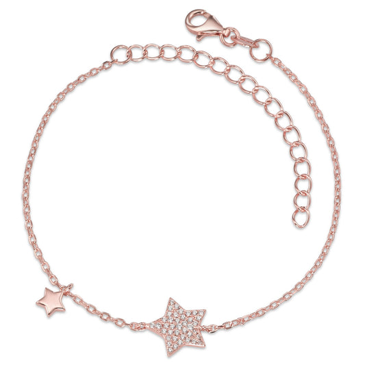 Armband Silber Zirkonia rosé vergoldet Stern 16-19 cm verstellbar