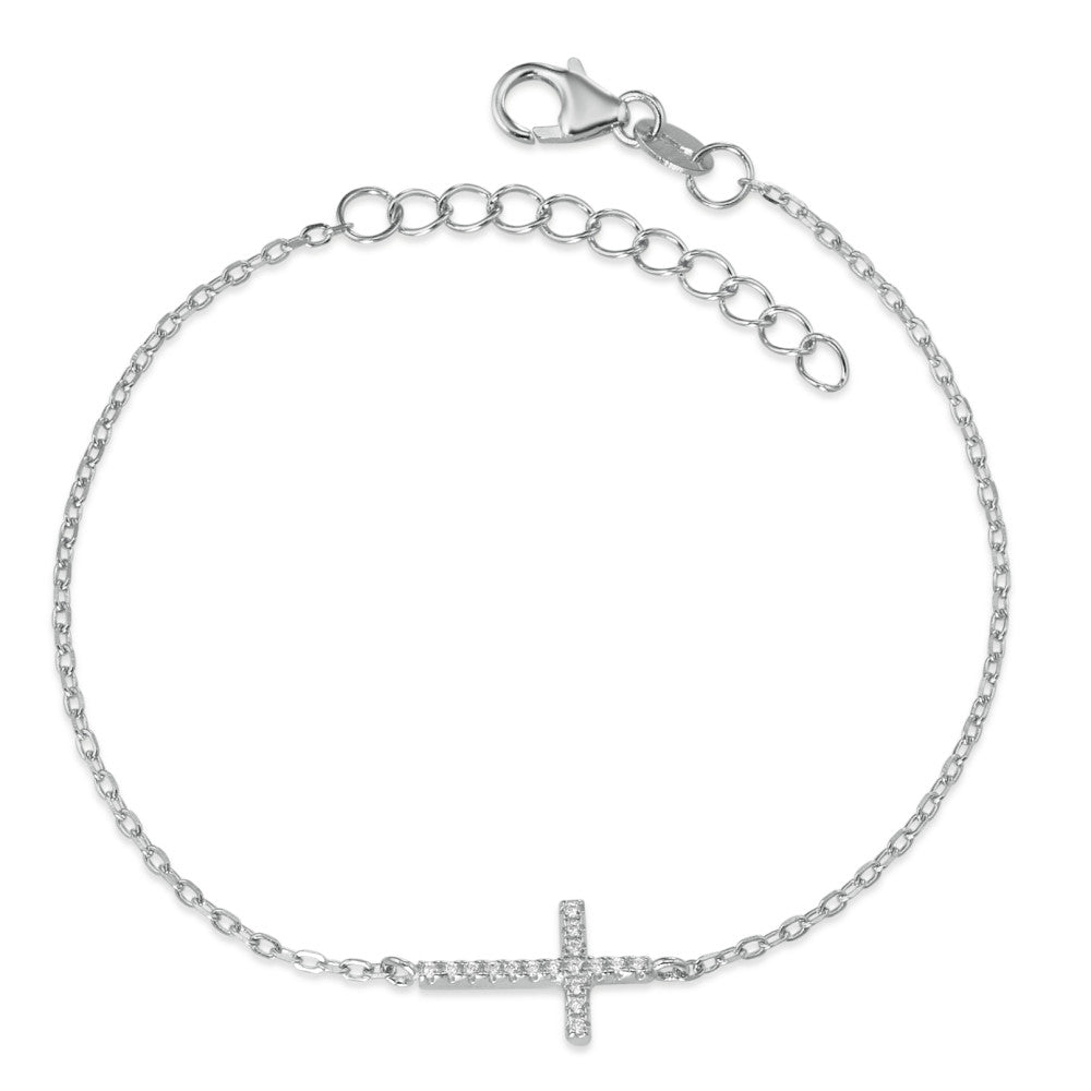 Armband Silber Zirkonia rhodiniert Kreuz verstellbar