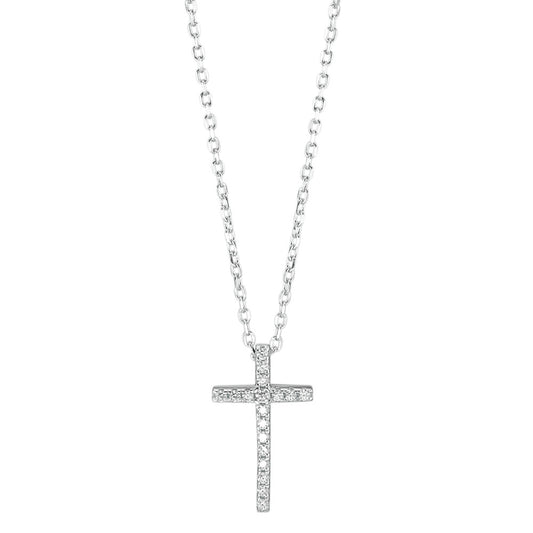 Collier Silber Zirkonia rhodiniert Kreuz 40-43 cm verstellbar