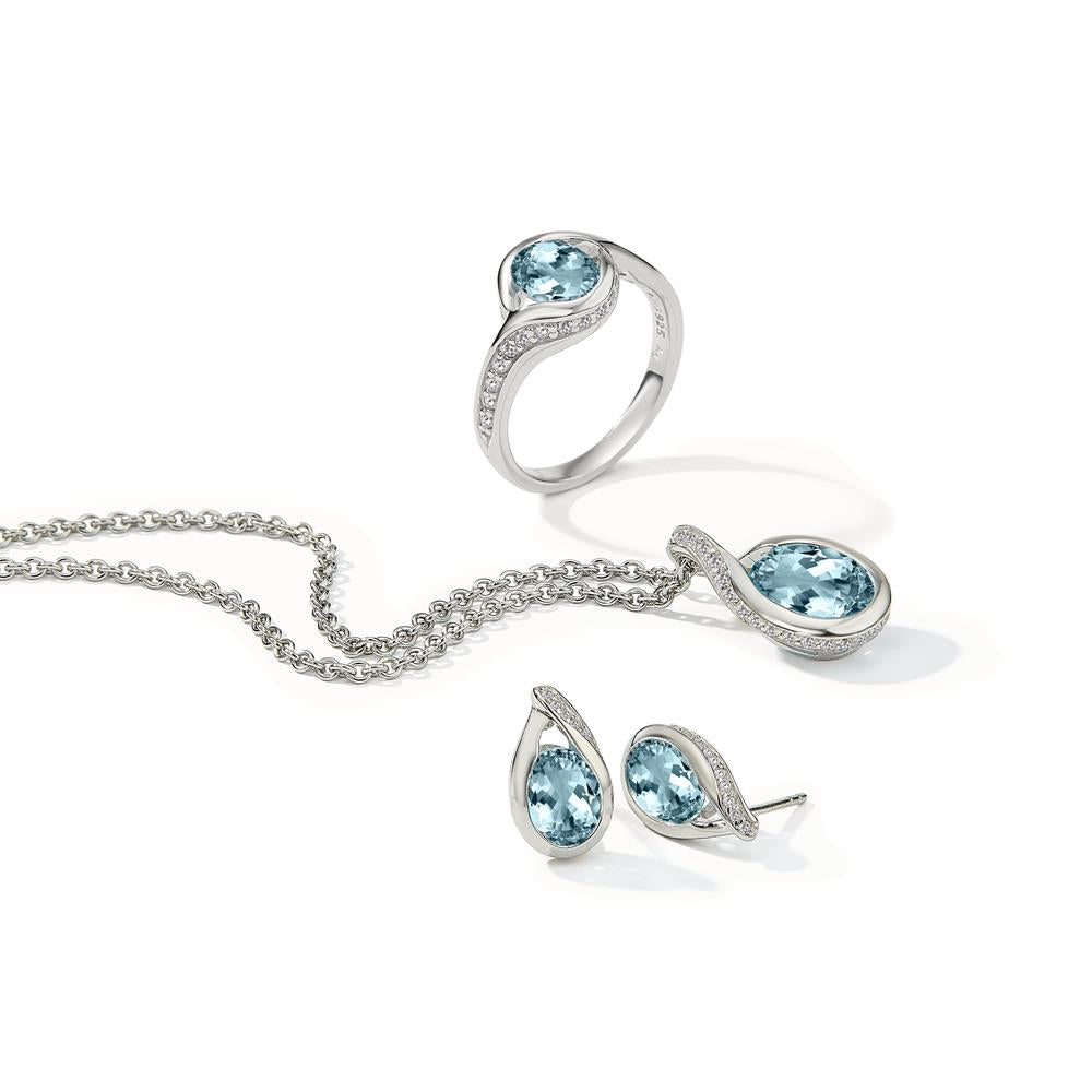 Fingerring Silber Topas blau rhodiniert