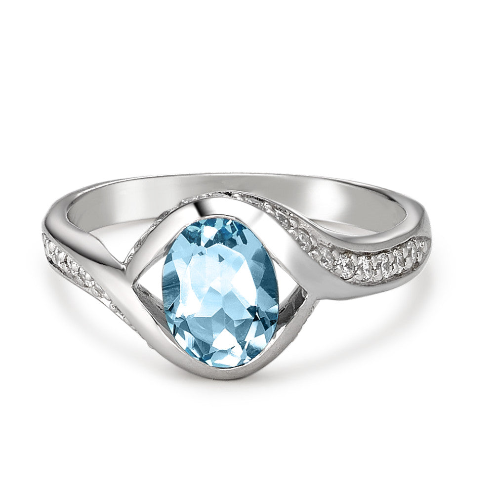 Fingerring Silber Topas blau rhodiniert