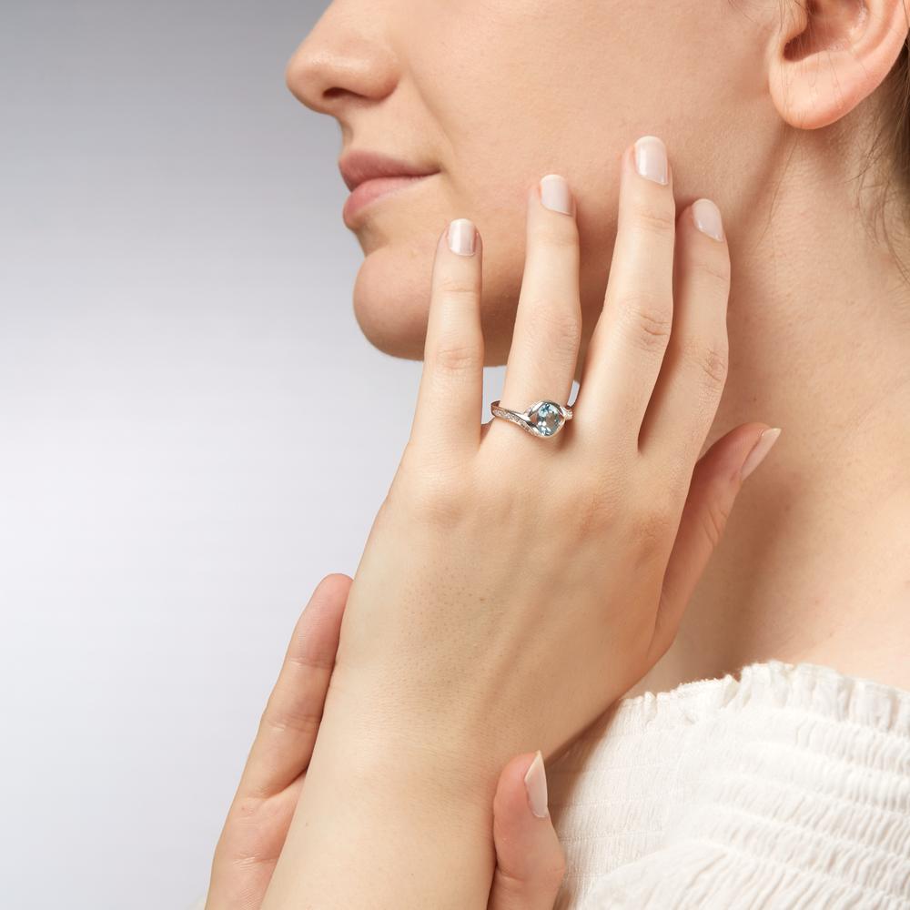 Fingerring Silber Topas blau rhodiniert