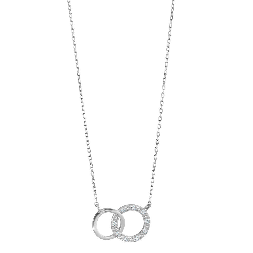 Collier 375/9 K Weissgold Diamant 0.035 ct, 9 Steine, w-pi1 verstellbar